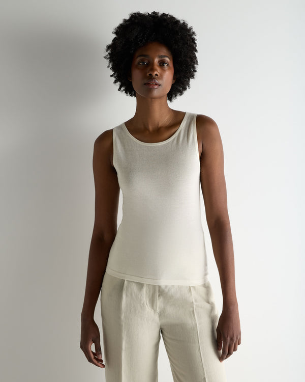 N.Peal Women's Ella Superfine Cashmere Shell Top New Ivory White