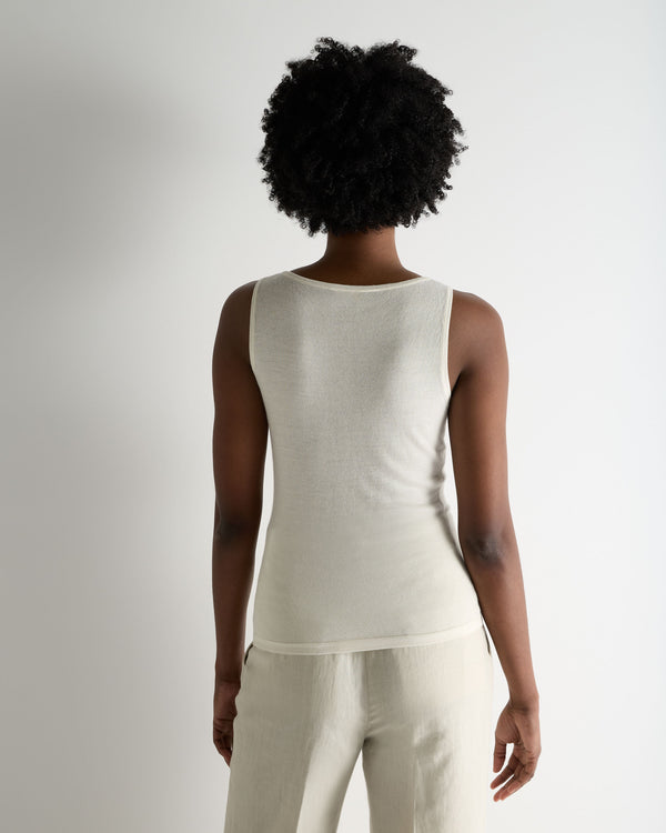 N.Peal Women's Ella Superfine Cashmere Shell Top New Ivory White