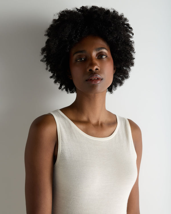 N.Peal Women's Ella Superfine Cashmere Shell Top New Ivory White