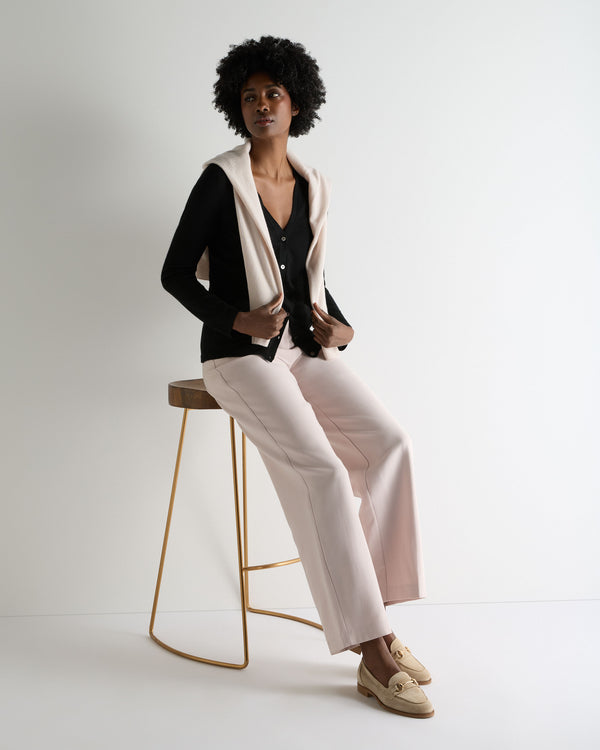 N.Peal Women's Mia Superfine Cashmere V Neck Cardigan Black