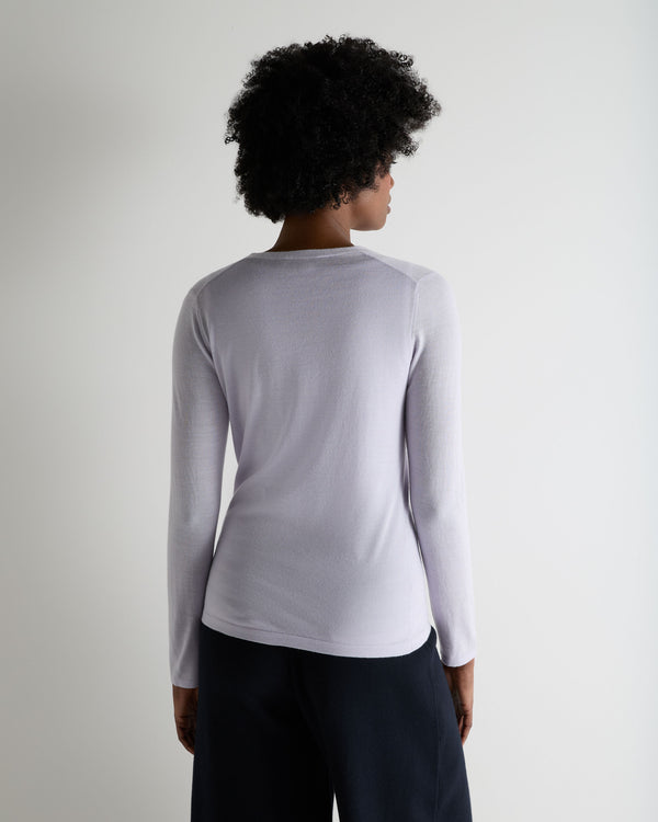 N.Peal Women's Mia Superfine Cashmere V Neck Cardigan Lavender Purple