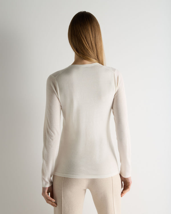 N.Peal Women's Mia Superfine Cashmere V Neck Cardigan New Ivory White