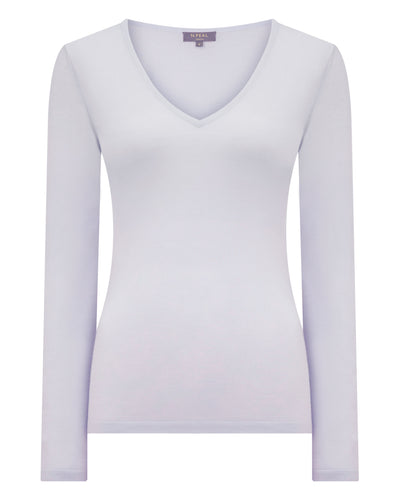 N.Peal Women's Imogen Superfine Cashmere V Neck Jumper Lavender Purple