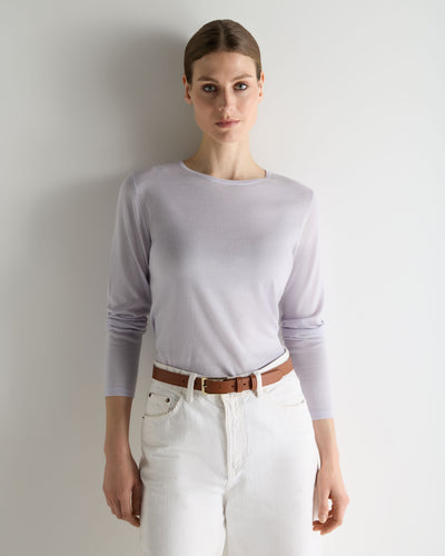 N.Peal Women's Eden Superfine Cashmere Round Neck Top Lavender Purple