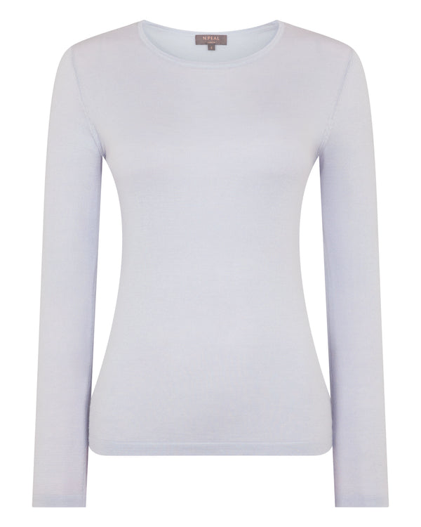 N.Peal Women's Eden Superfine Cashmere Round Neck Top Lavender Purple
