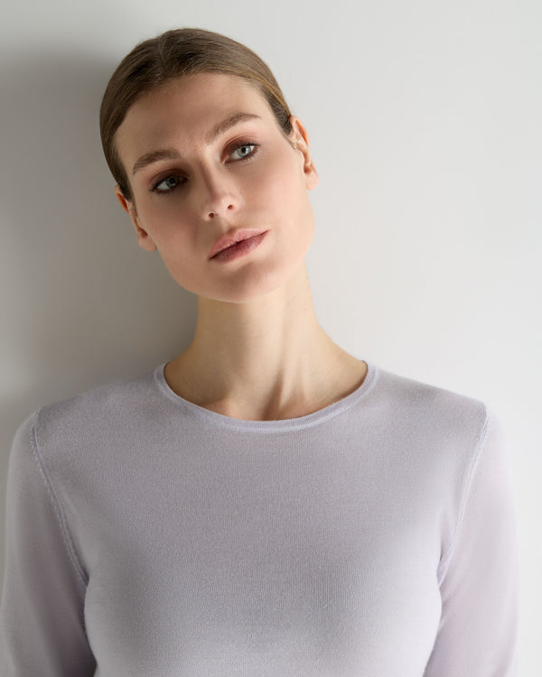 N.Peal Women's Eden Superfine Cashmere Round Neck Top Lavender Purple