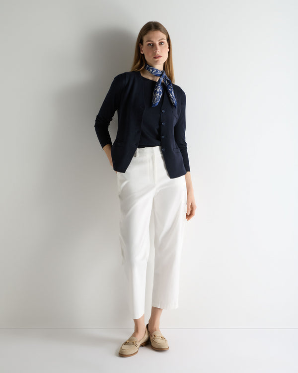 N.Peal Women's Eden Superfine Cashmere Round Neck Top Navy Blue