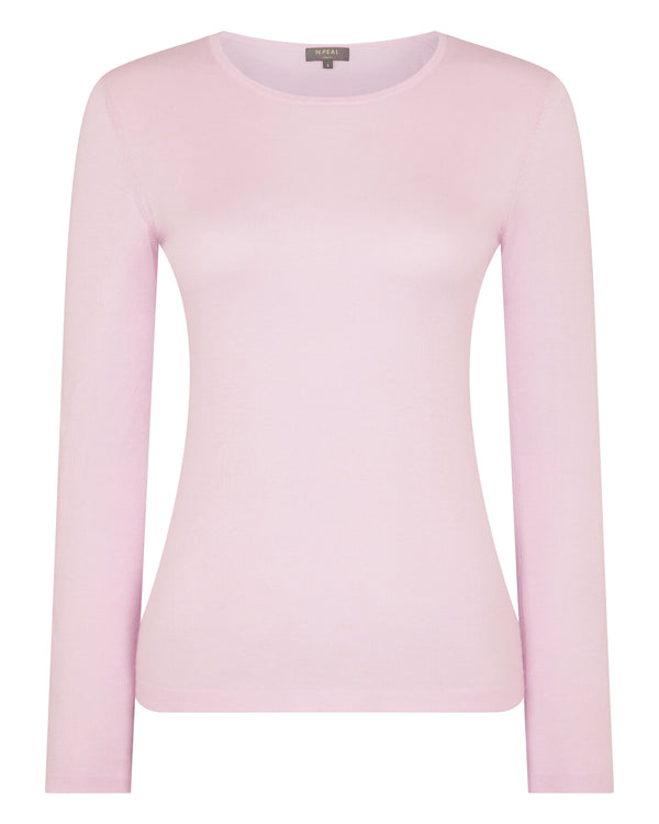 N.Peal Women's Eden Superfine Cashmere Round Neck Top Rosewater Pink