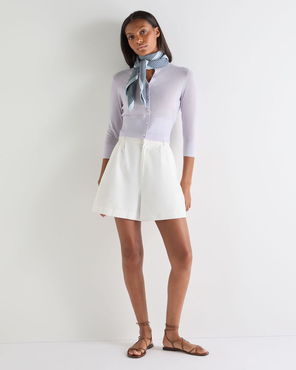 N.Peal Women's Darcie Superfine Cashmere Cropped Cardigan Lavender Purple