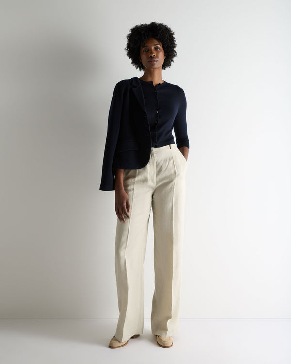 N.Peal Women's Darcie Superfine Cashmere Cropped Cardigan Navy Blue
