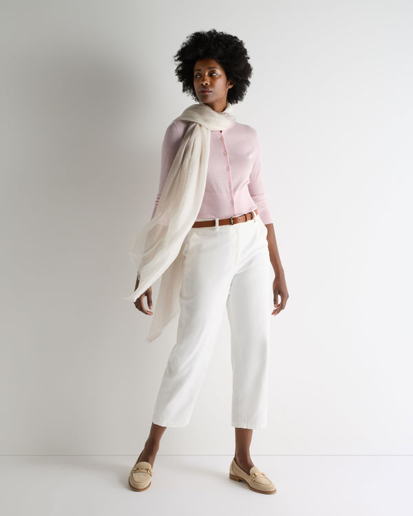 N.Peal Women's Darcie Superfine Cashmere Cropped Cardigan Rosewater Pink