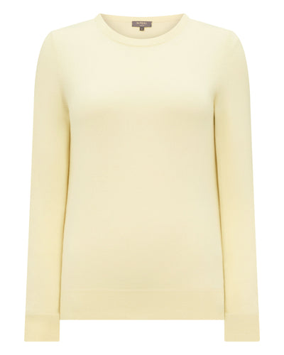 N.Peal Women's Evie Classic Round Neck Cashmere Jumper Butter Yellow