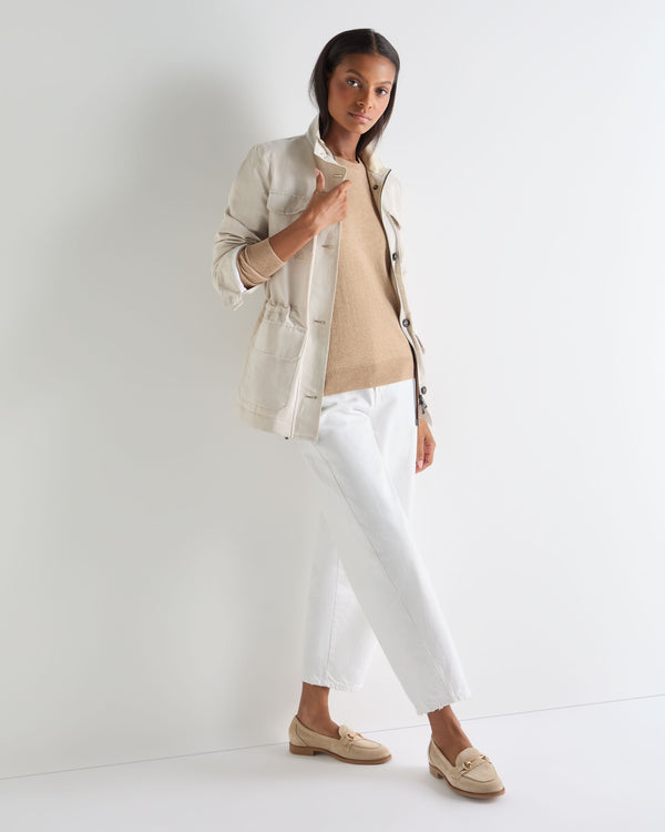 N.Peal Women's Evie Classic Round Neck Cashmere Jumper Cappuccino Brown