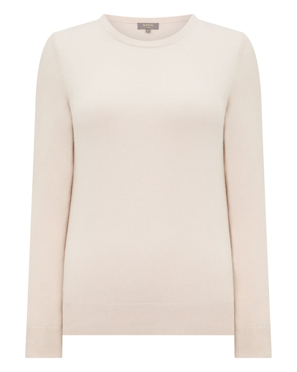 N.Peal Women's Evie Classic Round Neck Cashmere Jumper Dove Pink