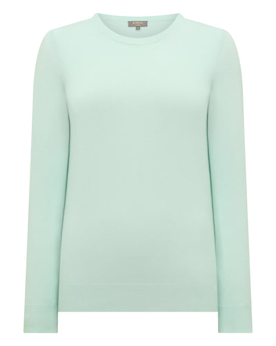 N.Peal Women's Evie Classic Round Neck Cashmere Jumper Mint Green