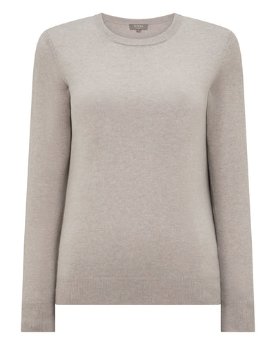 N.Peal Women's Evie Classic Round Neck Cashmere Jumper Oat Grey