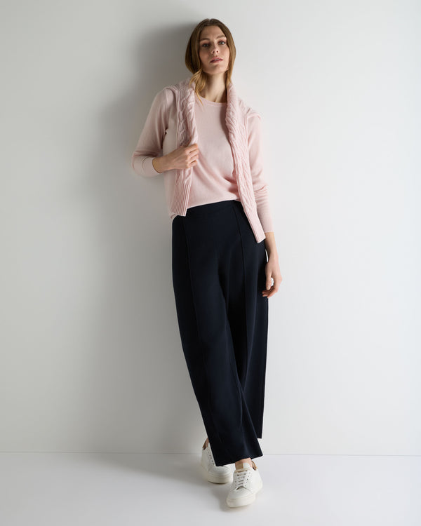 N.Peal Women's Evie Classic Round Neck Cashmere Jumper Powder Pink