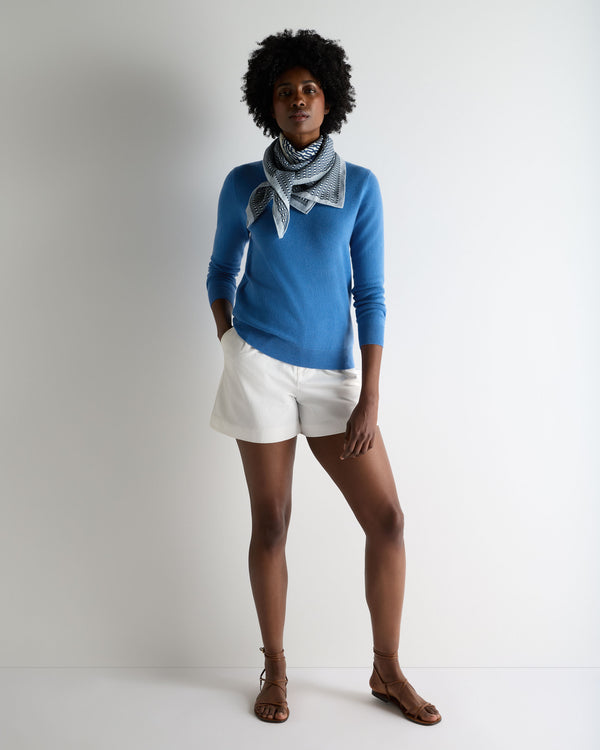 N.Peal Women's Evie Classic Round Neck Cashmere Jumper Sunshine Blue