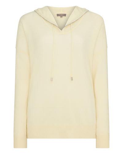 N.Peal Women's Maya Metal Trim Cashmere Hoodie Butter Yellow