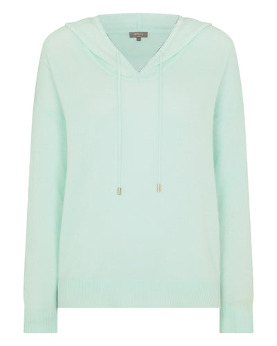N.Peal Women's Maya Metal Trim Cashmere Hoodie Mint Green