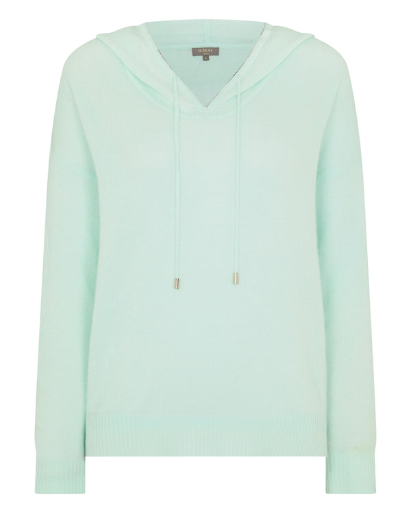 N.Peal Women's Maya Metal Trim Cashmere Hoodie Mint Green