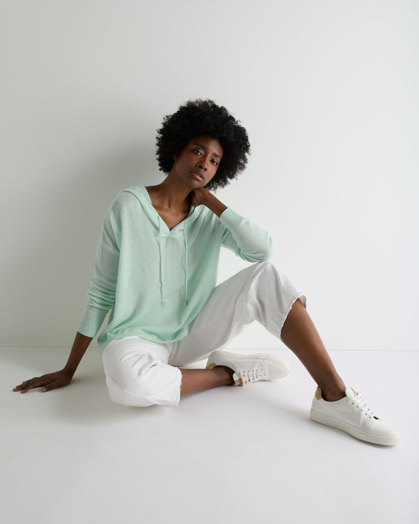 N.Peal Women's Maya Metal Trim Cashmere Hoodie Mint Green