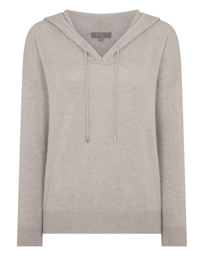 N.Peal Women's Maya Metal Trim Cashmere Hoodie Oat Grey