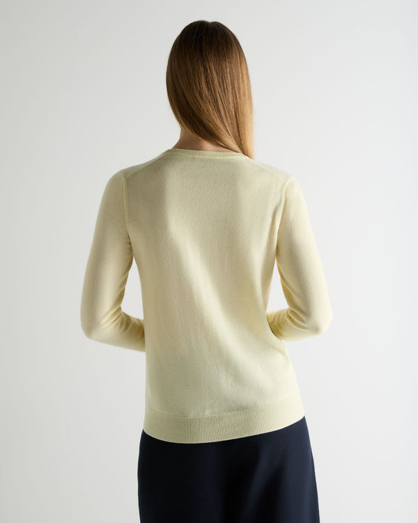 N.Peal Women's Phoebe V Neck Cashmere Jumper Butter Yellow