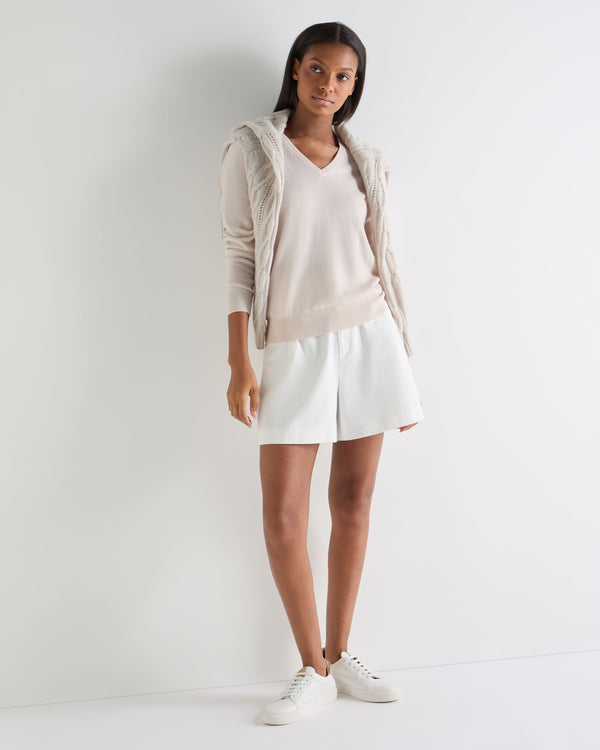 N.Peal Women's Phoebe V Neck Cashmere Jumper Dove Pink