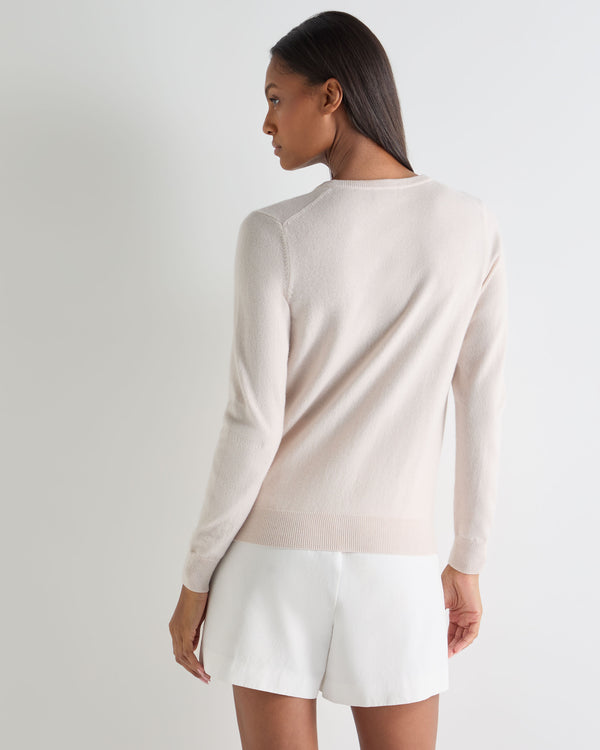 N.Peal Women's Phoebe V Neck Cashmere Jumper Dove Pink