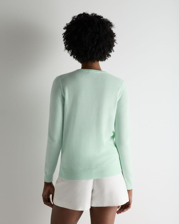 N.Peal Women's Phoebe V Neck Cashmere Jumper Mint Green
