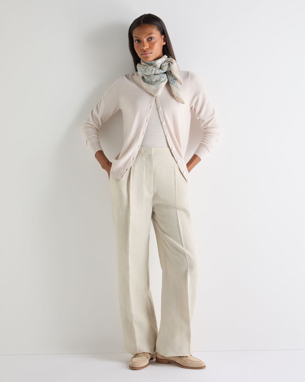 N.Peal Women's Olivia Round Neck Cashmere Cardigan Dove Pink