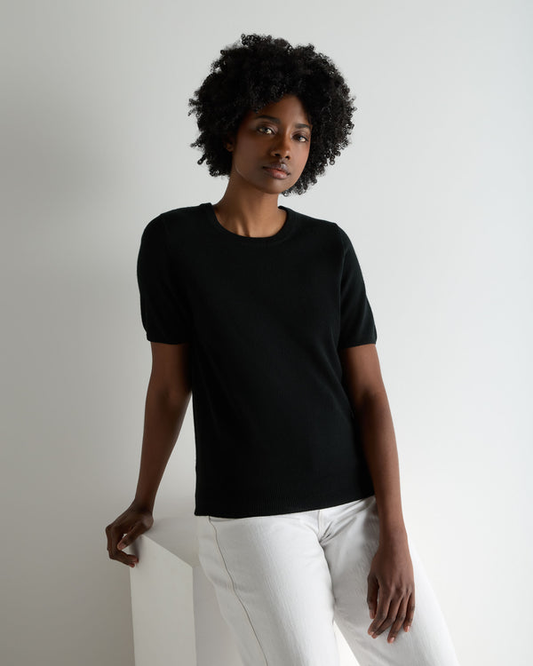 Women's Milly Classic Cashmere T-Shirt Black