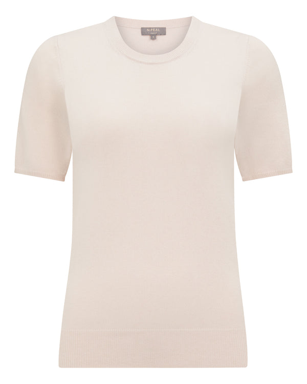 N.Peal Women's Milly Classic Cashmere T-Shirt Dove Pink