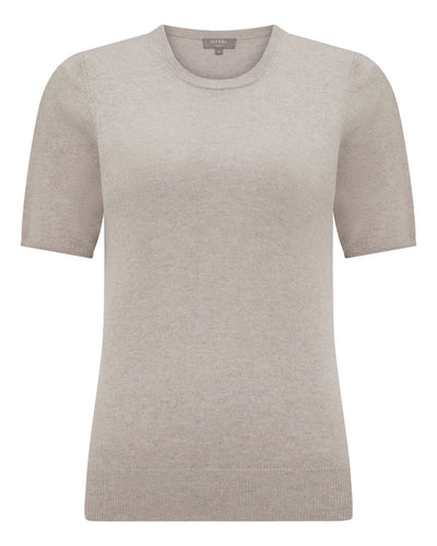 N.Peal Women's Milly Classic Cashmere T-Shirt Oat Grey