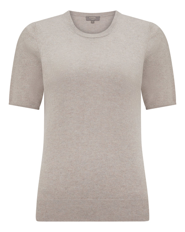 N.Peal Women's Milly Classic Cashmere T-Shirt Oat Grey