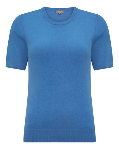 N.Peal Women's Milly Classic Cashmere T-Shirt Sunshine Blue