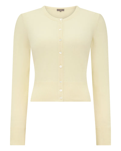 N.Peal Women's Ivy Cropped Cashmere Cardigan Butter Yellow