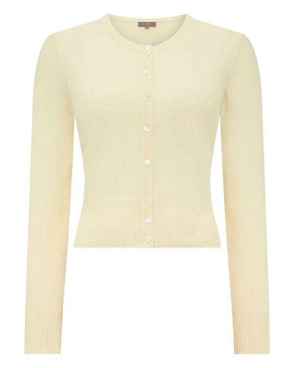 N.Peal Women's Ivy Cropped Cashmere Cardigan Butter Yellow