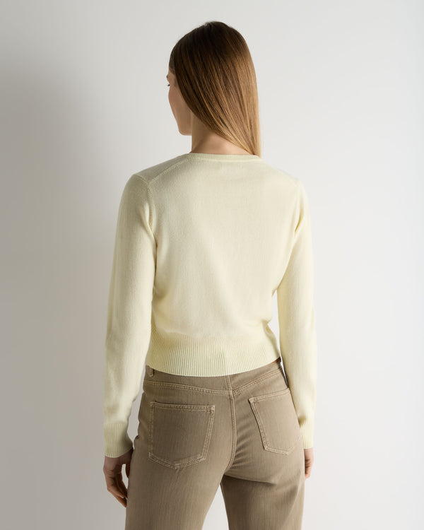 N.Peal Women's Ivy Cropped Cashmere Cardigan Butter Yellow