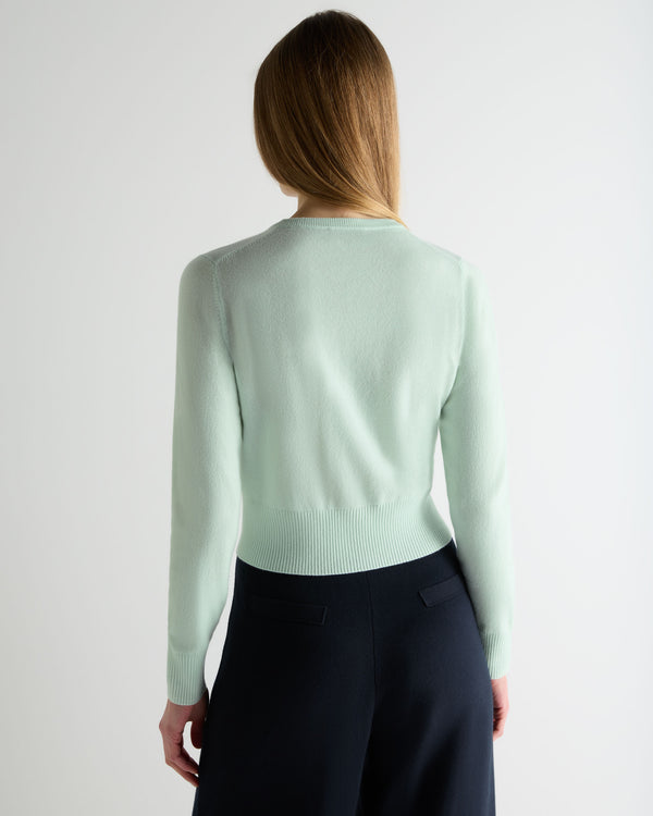 N.Peal Women's Ivy Cropped Cashmere Cardigan Mint Green