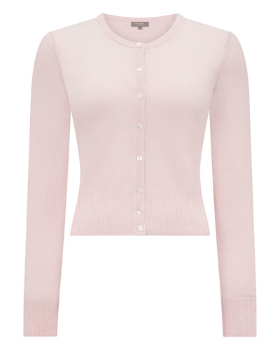 N.Peal Women's Ivy Cropped Cashmere Cardigan Powder Pink