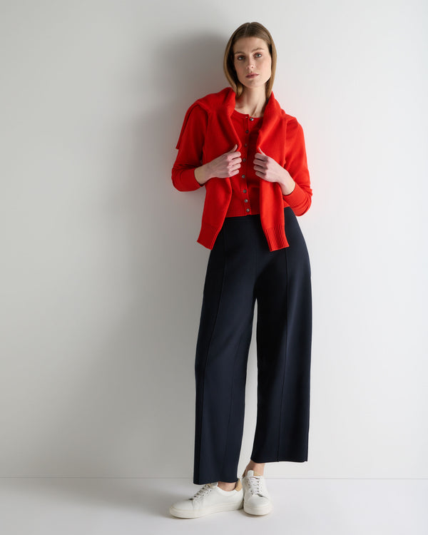 N.Peal Women's Ivy Cropped Cashmere Cardigan Tomato Red