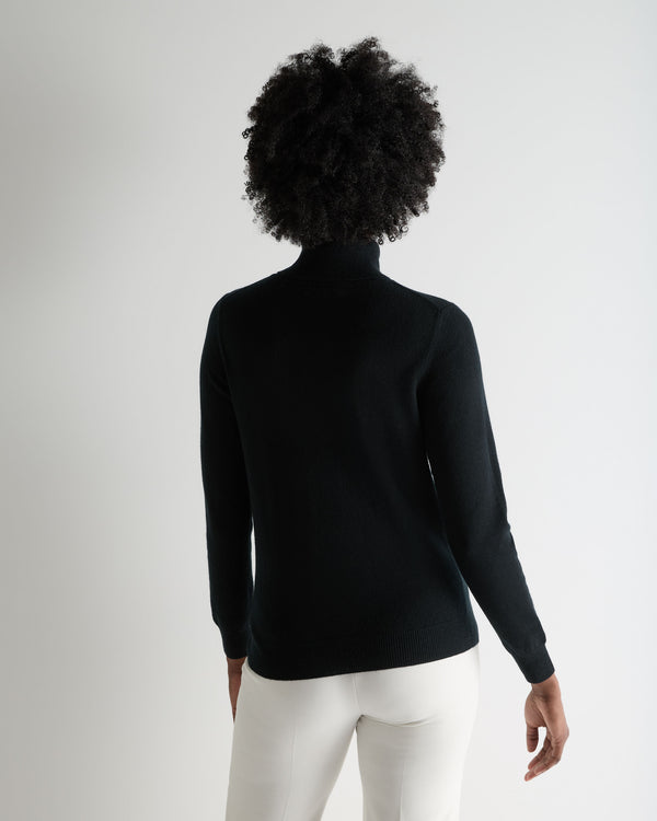 Women's Luna Roll Neck Cashmere Jumper Black