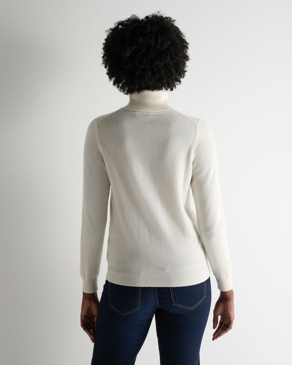 Women's Luna Roll Neck Cashmere Jumper New Ivory White