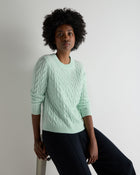 Women's Emilia Cable Round Neck Cashmere Jumper Mint Green