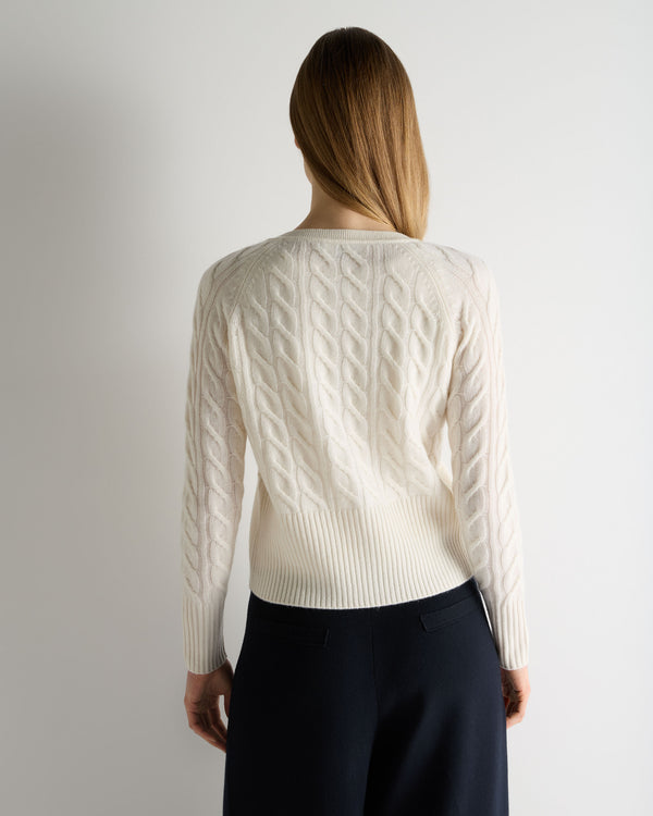 Women's Myla Cable Cashmere Cardigan New Ivory White