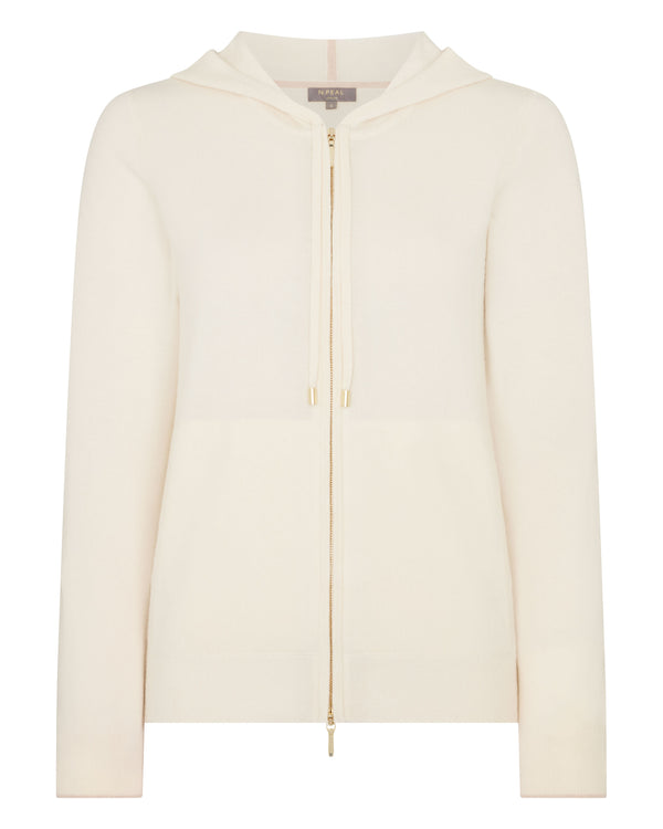 N.Peal Women's Ada Cashmere Hoodie New Ivory White