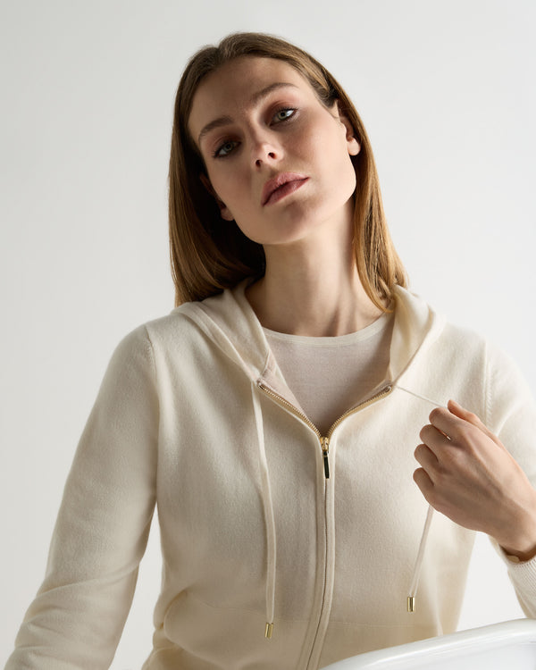 N.Peal Women's Ada Cashmere Hoodie New Ivory White