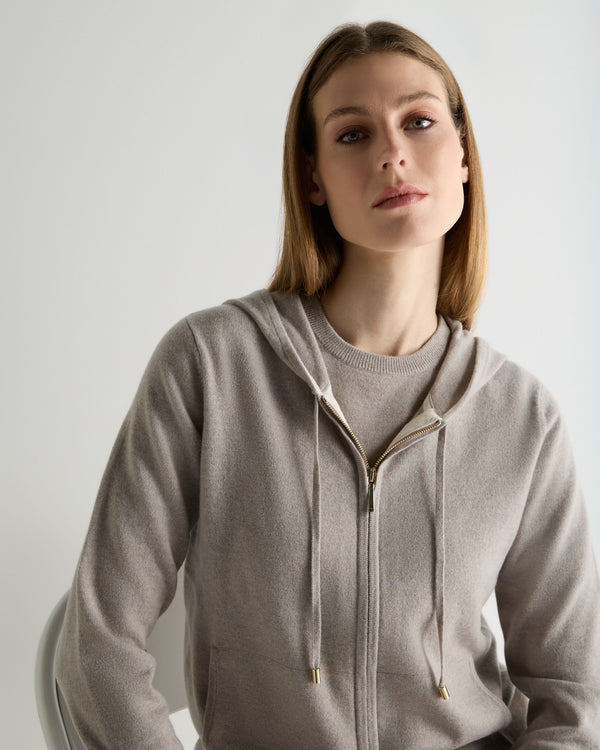 N.Peal Women's Ada Cashmere Hoodie Oat Grey